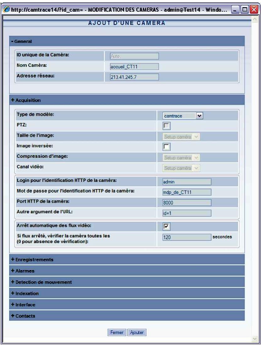 CAMTRACE V4.10.00 - Paramétrage à effectuer sur le CamTrace superviseur. - 1