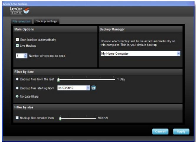 LEXAR ECHO BACKUP - Filtrar por data - 1