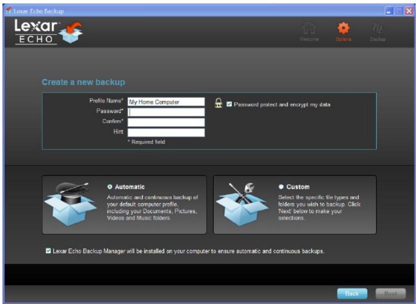 LEXAR ECHO BACKUP - Créer un nouveau plan de sauvegarde - 1