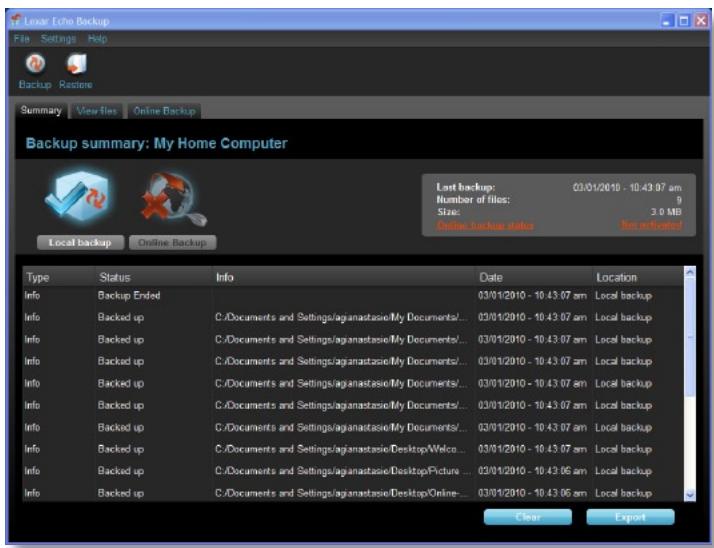 LEXAR ECHO BACKUP - GÉRER LES SAUVEGARDES - 1