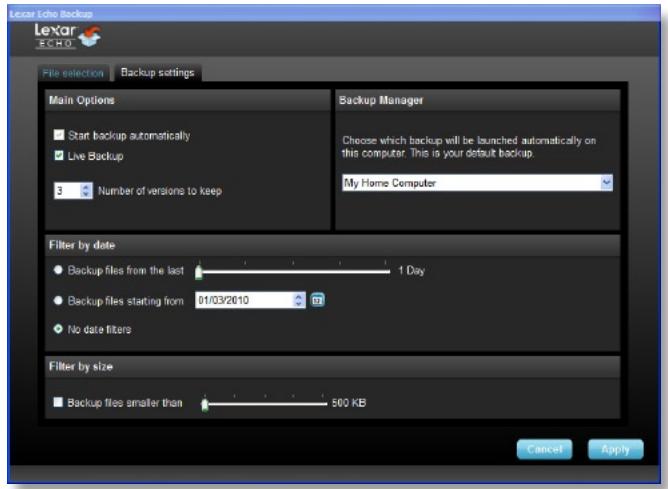 LEXAR ECHO BACKUP - Фильстория по размepy - 1