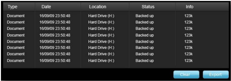 LEXAR ECHO BACKUP - Journal des événements - 1