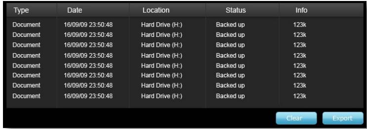 LEXAR ECHO BACKUP - Registo de eventos - 1
