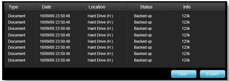 LEXAR ECHO BACKUP - Ereignisprotokoll - 1