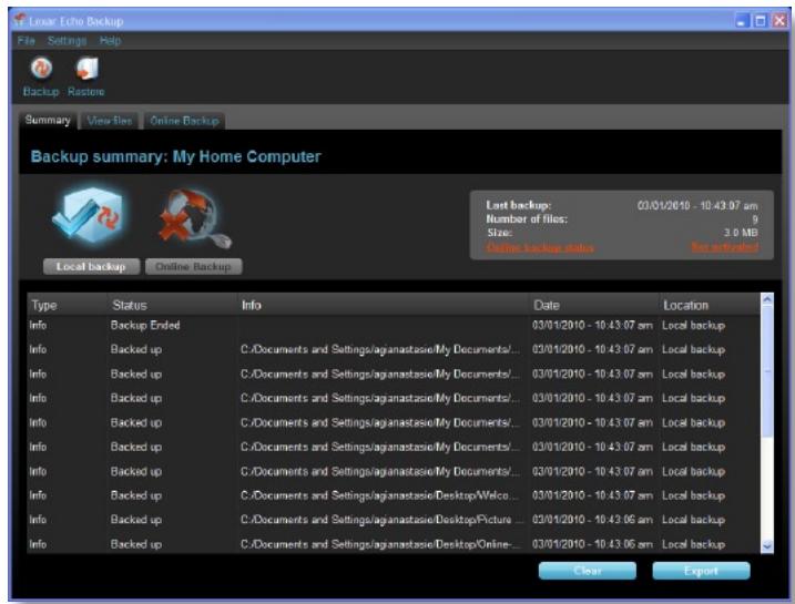 LEXAR ECHO BACKUP - GESTIONE DEL BACKUP - 1