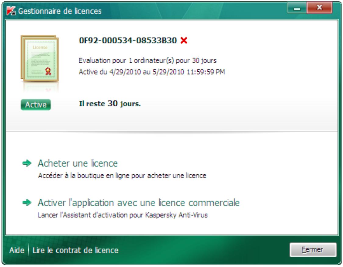 KASPERSKY LAB ANTI-VIRUS 2011 11.0 - Consultation des informations sur la licence - 1