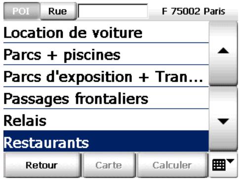 INVION GPS-7V1 - Choisir une catégorie de POI - 1