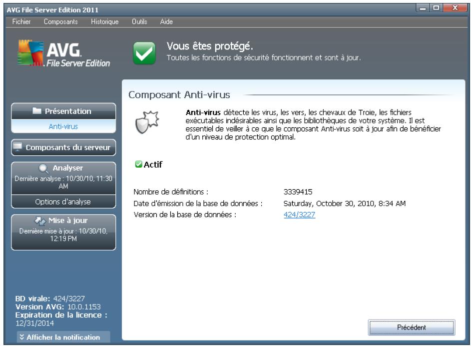 GRISOFT EDITION SERVEUR DE FICHIERS 2011 - Interface de l'anti-virus - 1