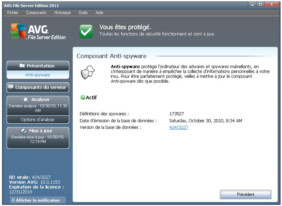 GRISOFT EDITION SERVEUR DE FICHIERS 2011 - Interface de l'anti-spyware - 1
