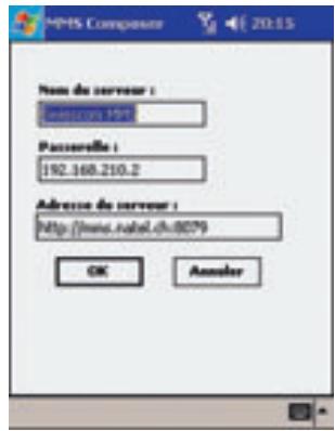 Nurse de servreur : 192.168.210.2 Passerelle : 192.168.210.2 Adresse de servreur : http://www.nabel.ch/0079 OK Answer