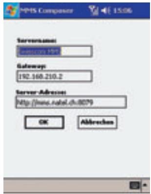 MIPS Component 15:06 ServerName: 888.000.192 Gateway: 192.168.210.2 Server Adress: http://www.nabel.ch/8079 OK Abbrackes