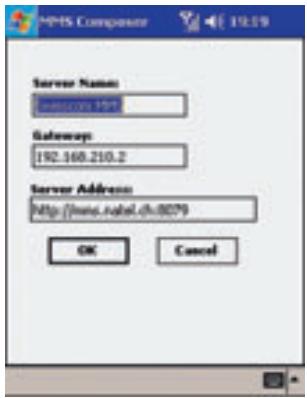 NMS Component Server Name: NMS.COM 199 Gateways: 192.168.210.2 Server Address: http://news.nabel.ch/8079 OK Cancel
