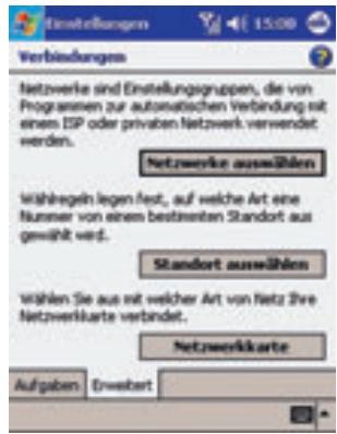 Verbindungen Netzwerke sind Einstellungsgruppen, die von Programmen zur automatischen Verbindung mit einen ISP oder privaten Netzwerk verwendet werden. Netzwerke auswählen Währegeln legen fest, auf welche Art eine Nummer von einem bestimmten Standort aus gewählt wird. Standort auswählen Wählen Sie aus mit welcher Art von Netz ihre Netzverklarte verbindet. Netzverkkarte Aufgaben Erwebert