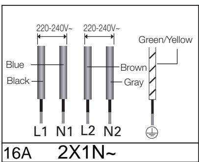 SAMSUNG NZ63F3NM1AB,  NZ63K7777BK/EF,  NZ63F3NM1BB/UR,  NZ63N9777GKEF - 2x1N~: Separate the wires before connection. - 1