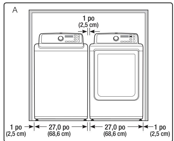 SAMSUNG WA45H7200AP/A2 - DÉGAGEMENTS MINIMAUX POUR INSTALLATION ENCASTRÈE : - 1