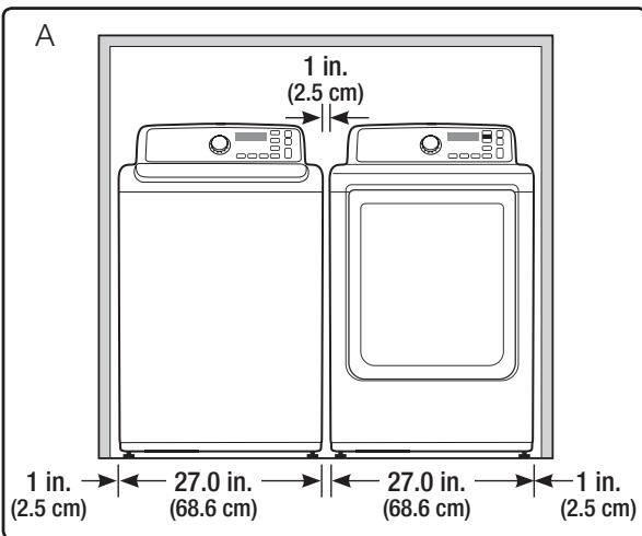 SAMSUNG WA45H7200AP/A2 - MINIMUM CLEARANCES FOR CLOSET AND ALCOVE INSTALLATIONS: - 1