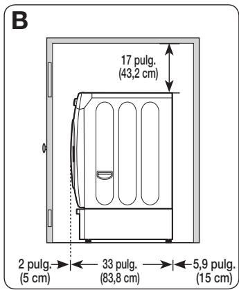 SAMSUNG WF42H5200AP/A2 - DEJE UN ESPACIO LIBRE MINIMO CUANDO INSTALE EL ELECTRODOMESTICO EN UN GABINETE O EN UN HUECO: - 2