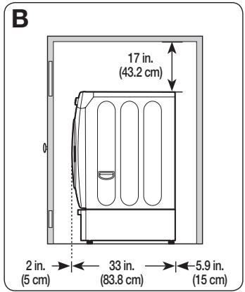 SAMSUNG WF42H5200AP/A2 - MINIMUM CLEARANCES FOR CLOSET AND ALCOVE INSTALLATIONS: - 2