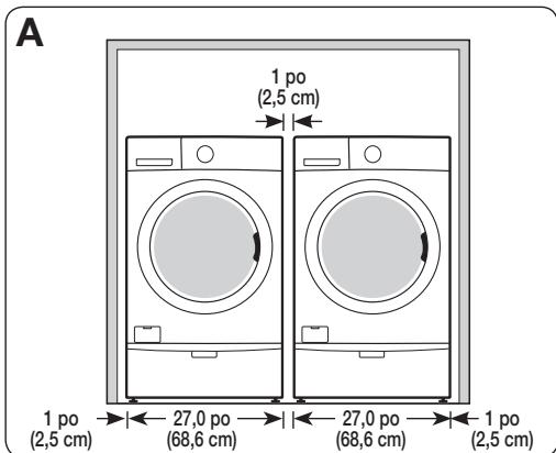 SAMSUNG WF42H5200AP/A2 - DEGAGEMENTS MINIMAUX POUR INSTALLATION ENCASTRÈE : - 1