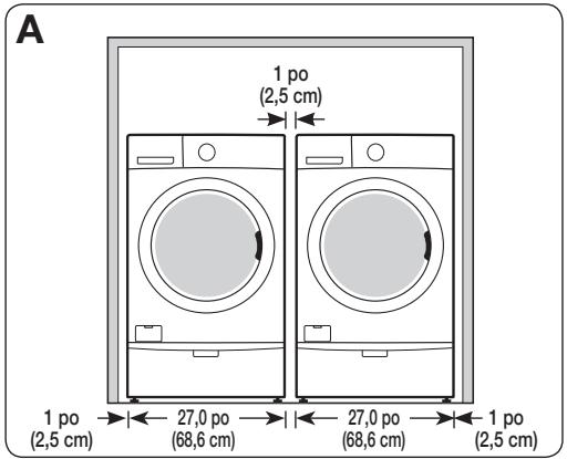 SAMSUNG WF45H6300AG/A2 - DÉGAGEMENTS MINIMAUX POUR INSTALLATION ENCASTRÉE : - 1