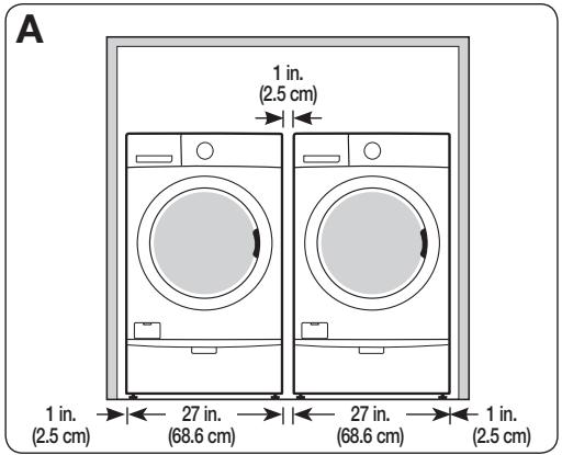 SAMSUNG WF45H6300AG/A2 - MINIMUM CLEARANCES FOR CLOSET AND ALCOVE INSTALLATIONS: - 1