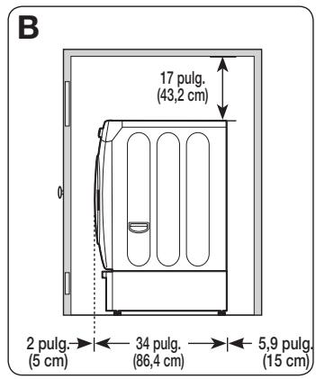 SAMSUNG WF45H6300AG/A2 - DEJE UN ESPACIO LIBRE MÍNIMO CUANDO INSTALE EL ELECTRODOMÉSTICO EN UN GABINETE O EN UN HUECO: - 2