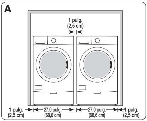 SAMSUNG WF45H6300AG/A2 - DEJE UN ESPACIO LIBRE MÍNIMO CUANDO INSTALE EL ELECTRODOMÉSTICO EN UN GABINETE O EN UN HUECO: - 1