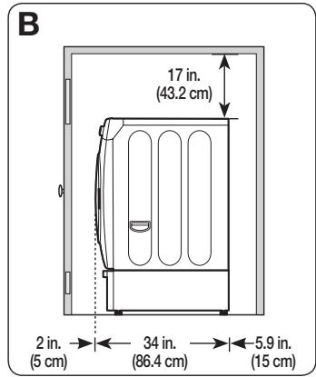 SAMSUNG WF45H6300AG/A2 - MINIMUM CLEARANCES FOR CLOSET AND ALCOVE INSTALLATIONS: - 2