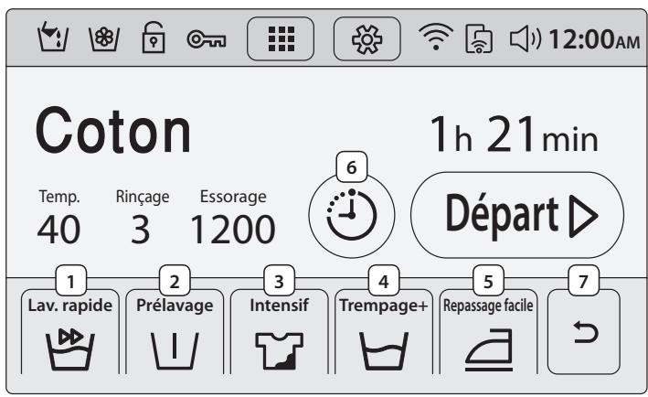 SAMSUNG WW10H9400EW - Écran des options - 1