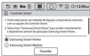 SAMSUNG CRYSTAL BLUE WW9000 - Toque no icone de configuração e selecionce Smart Control no menu de rede. - 3