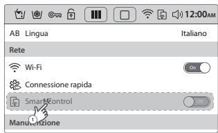 SAMSUNG CRYSTAL BLUE WW9000 - Premere l'icona Impostazione e selezionare Smart Control dal menu Rete. - 2