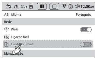 SAMSUNG CRYSTAL BLUE WW9000 - Toque no icone de configuração e selecionce Smart Control no menu de rede. - 2