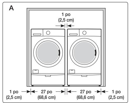 SAMSUNG WF455ARGSGR - Dégagements minimaux pour installation encastrée : - 1