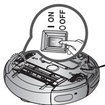 SAMSUNG SR8841 NAVIBOT - Tem de desligar o interruptor de corrente na parte inferior da unidade principal antes de limpar o aspirador robot. - 2