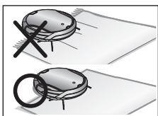 SAMSUNG SR8980-NAVIBOT-S - Bij kleden met lange kwastjes vouwt u de kwastjes onder het kleed. - 1