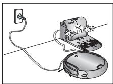 SAMSUNG SR8980-NAVIBOT-S - Wenn Sie die Ladestation installmenten, halten Sie das Netzkabel nicht ungeschützt auf dem Boden herumliegen. - 1