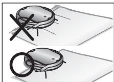 SAMSUNG SR8980-NAVIBOT-S - Pour les tapis munis de longues franges, repliez ces dernières sous le tapis. - 1