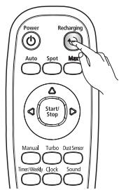 SAMSUNG SR8980-NAVIBOT-S - Met behulp van de knop Opnieuw opladen kut u de robotstofzuiger maar het oplaadstation latent terugkeren. - 2