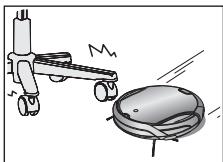SAMSUNG SR8980-NAVIBOT-S - De robotstofzuiger kan tijdens het zuigen gegen meubels, zoals stoelpoten, tafelpoten, smalle en lange meubels enz., opbotsen. - 1