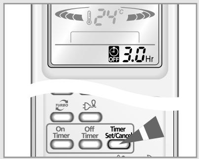 24°C OFF 3.0 Hr TURBO On Timer Off Timer Set/Cancel