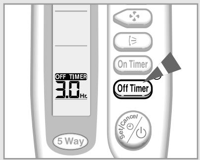 OFF TIMER 3.0 Hz 5 Way On Timer Off Timer SET/Cancel/