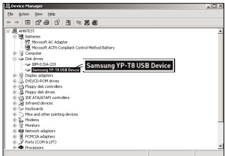 SAMSUNG YP-T8X - Comment vérifier si le pilote USB est installé correctement ? - 1