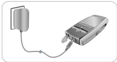 SAMSUNG YP-T8X - Branchez le chargeur dans une prise murale. - 1