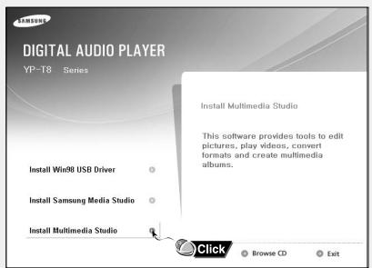 SAMSUNG YP-T8X - Installation de Multimedia Studio - 1