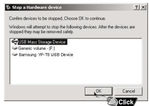SAMSUNG YP-T8X - Débranchement du câble USB - 3