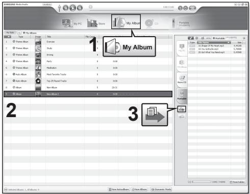SAMSUNG YP-U3JQL - Creation d'un ALBUM (LISTE de lecture) à l'aide de samsung MEDIA STUDIO (suite) - 1