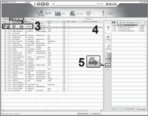 SAMSUNG YP-U3JZG - TRANSFERT DE FICHIERS VERS LE LECTEUR AVEC SAMSUNG MEDIA STUDIO - 1