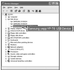 SAMSUNG YP-T6 - Vérification du pilote USB - 1