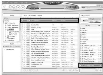 SAMSUNG YP-U1 - Sélectionnez le dossier contenant les fichiers que vous souhaitez transférer dans la fenêtre [Librairie]. - 3