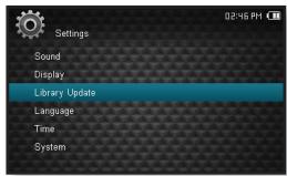 SAMSUNG YP-CP3AB - Option de réglage de la mise à jour de la bibliothèque - 1